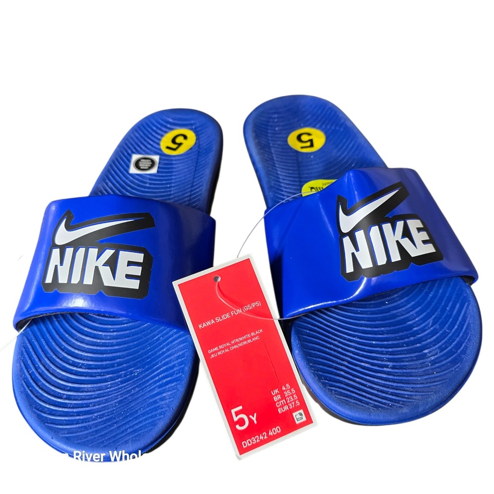 Nike Kawa Slide GS PS Kids Royal Blue White Black Sandals Size 5 Y DD3242 400